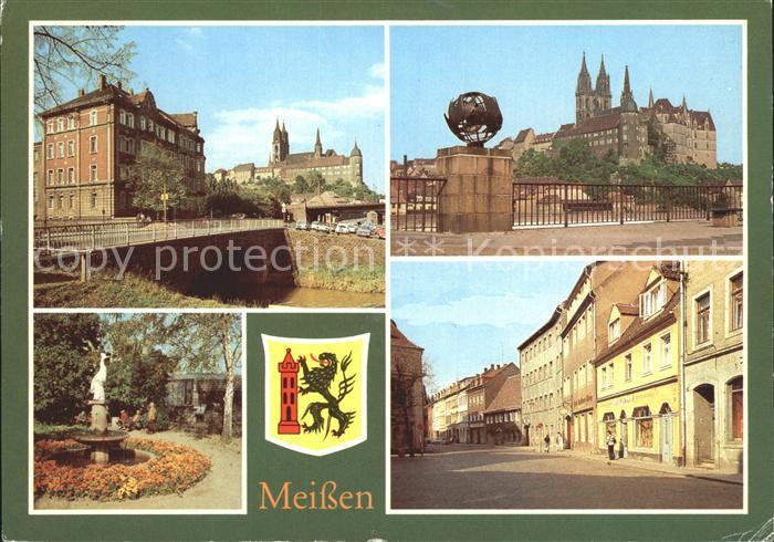 Meissen Elbe Sachsen Dom und Albrechtsburg Kaendlerbrunnen Leipziger Str