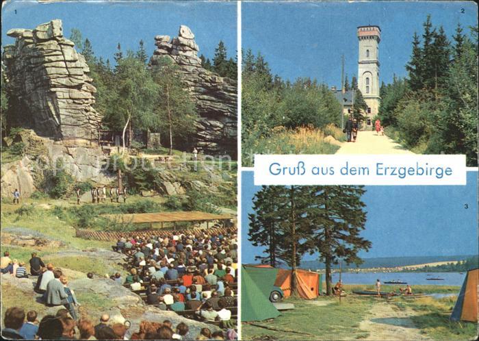 Ehrenfriedersdorf Erzgebirge Naturbuehne Greifenstein Poehlbergturm Geyer Greife