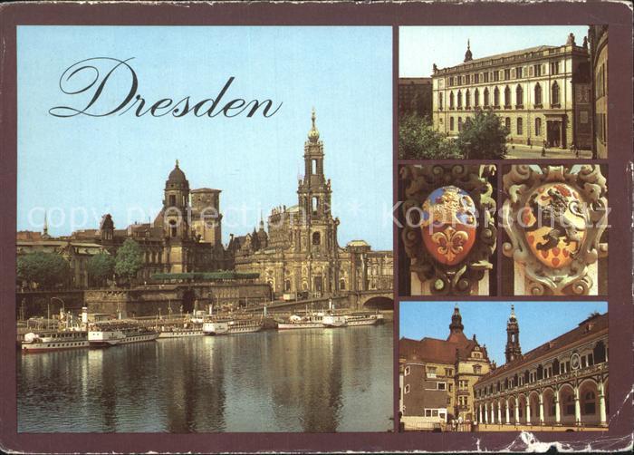 DRESDEN Elbe Terrassenufer Verkehrsmuseum Wappen Stallhof des ehem Schlosses