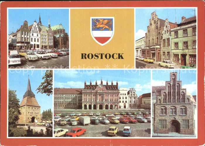 ROSTOCK  CITY Thaelmann Platz Giebelhauser Gr Wasserstrasse Steintor Rathaus Ker