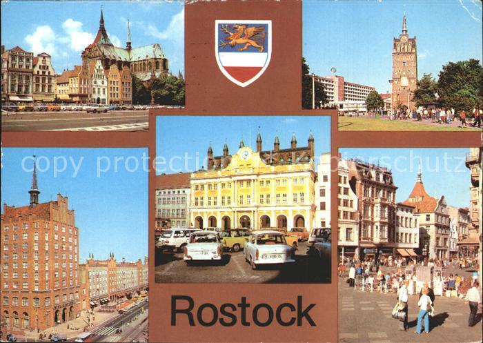 ROSTOCK  CITY Thaelmann Platz Kroepeliner Tor Lange Str Rathaus Kroepeliner Str