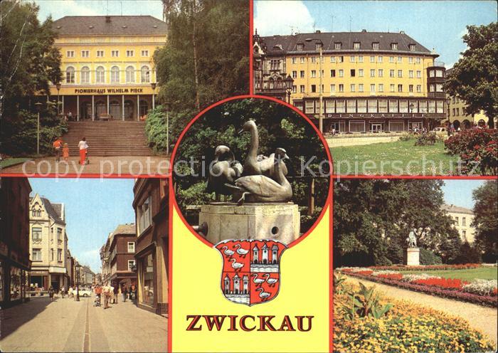 Zwickau Sachsen Pionierhaus Wilhelm Pieck Ringkaffee Schwanenbrunnen Plauensche