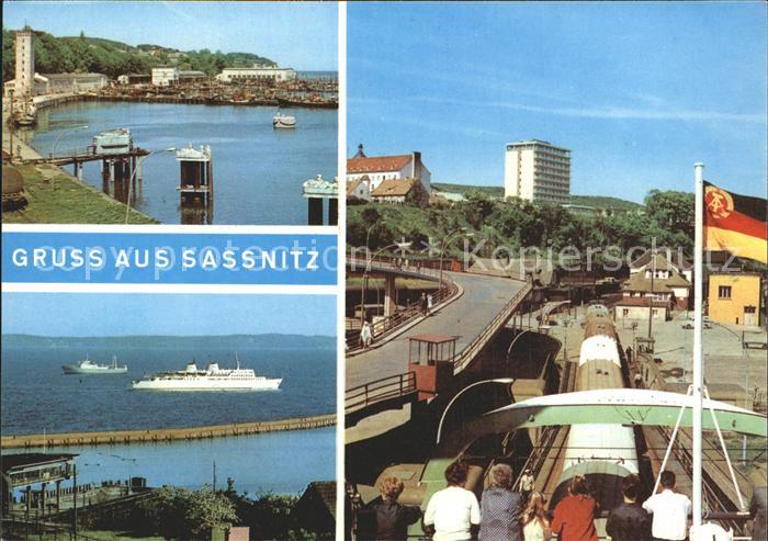Sassnitz Ostseebad Ruegen Fischereihafen MS Sassnitz Blick vom Faehrschiff