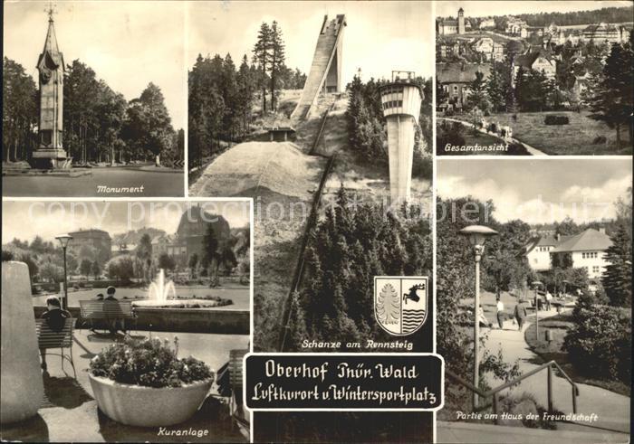 Oberhof Thueringen Monument Schanze am Rennsteig Gesamtansicht Kuranlage Haus de