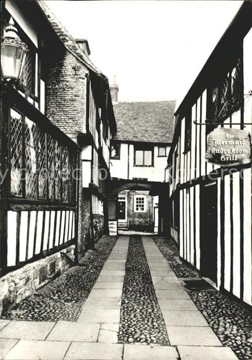 Rye East Sussex Mermaid Inn Archway through the Hotel showing the Tudor Grill