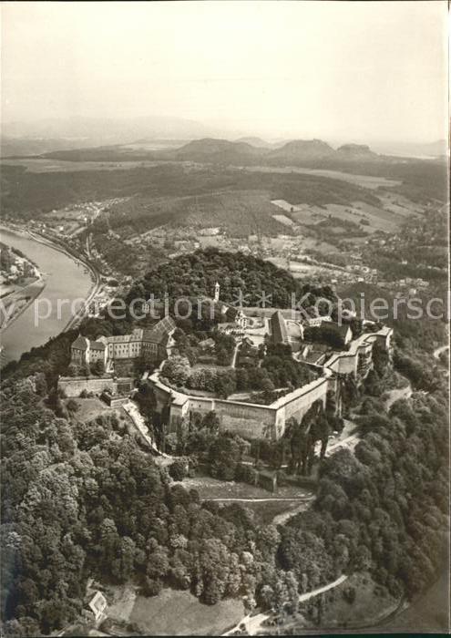 Koenigstein Saechsische Schweiz Fliegeraufnahme Festung