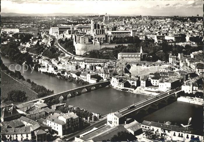Beziers Fliegeraufnahme Pont Vieux Pont Neuf