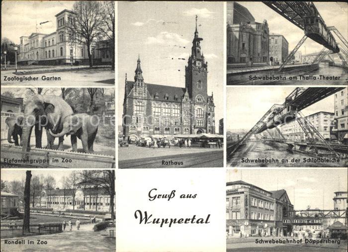 WUPPERTAL NRW Rathaus Schwebebahn Schlossbleiche Zoo Elefeantengruppe