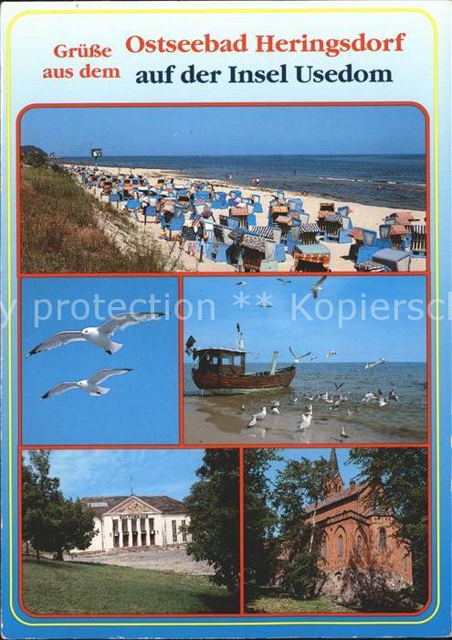 Heringsdorf Ostseebad Usedom Strand Moewe Boot Kirche