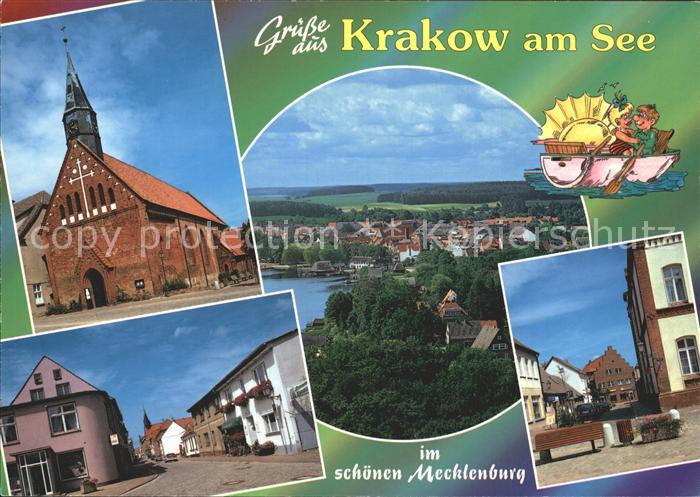 Krakow See Kirche Strassenmotiv Karikatur