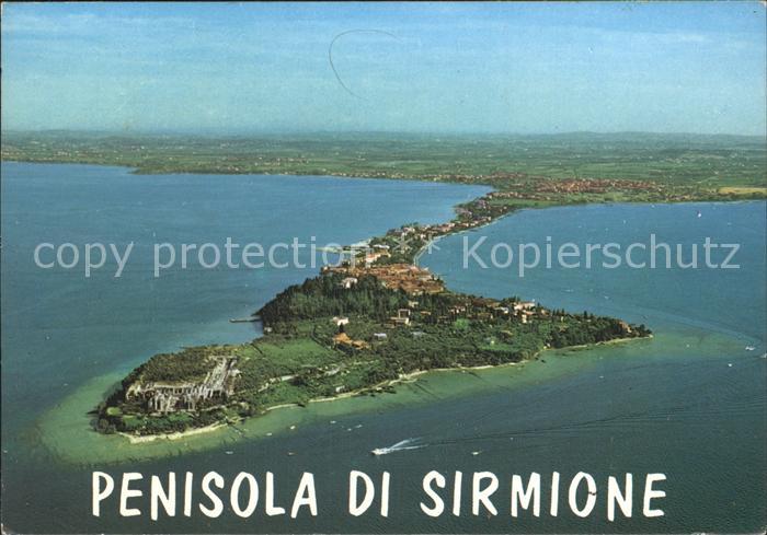 Sirmione Lago di Garda Fliegeraufnahme Penisola