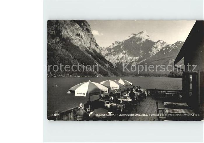 Steiermark Seerestaurant Leopoldsteinersee Terrasse mit Pfaffenstein