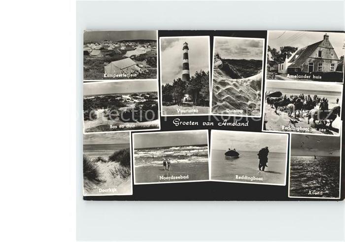 Ameland Kampeerterrein Vuurtoren Duintop Amelander huis Bos en duin Reddingboot