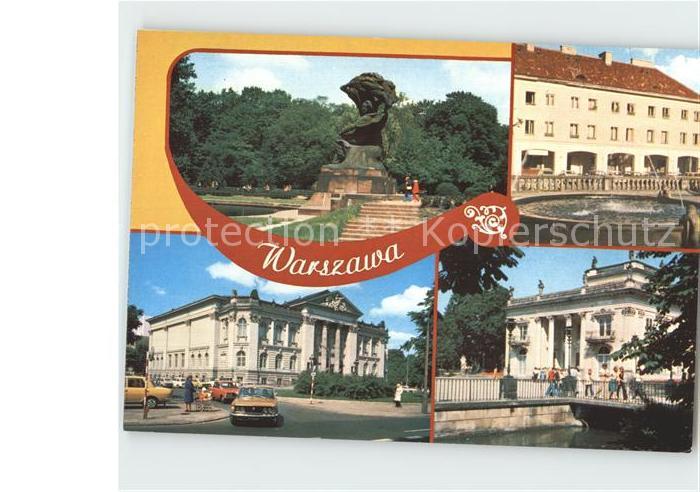 Warszawa Pomnik Fryderyka Chopina Rynek Mariensztacki Palac w Lazienkacl