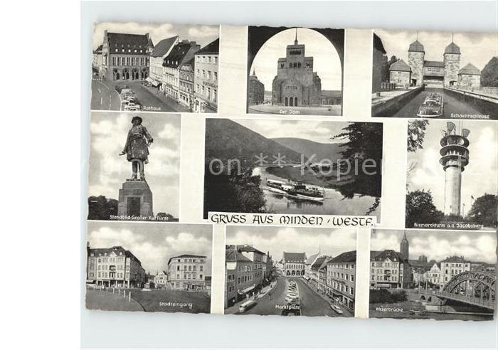 Minden Westfalen Rathaus Dom Schachtschleuse Standbild Gr Kurfuerst Bismarckturm