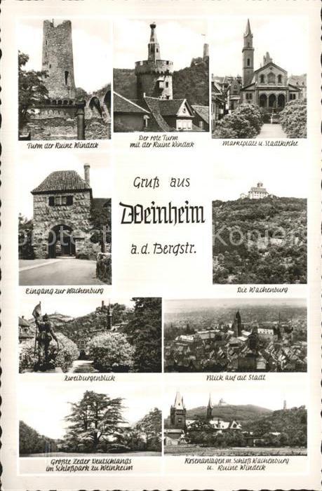 Weinheim Bergstrasse Ruine Windeck Kirche Roter Turm Wachenburg
