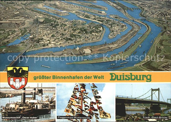 Duisburg Ruhr Fliegeraufnahme Binnehafen Friedrich Ebert Bruecke