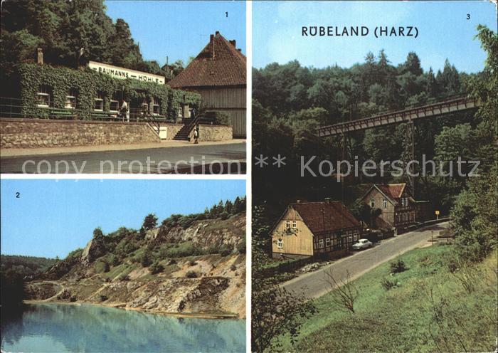 Ruebeland Harz Baumannshoehle Kreuztalbruecke Blauer See