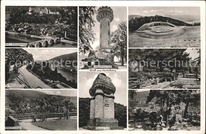 Heidelberg Neckar Heiligenberg-Turm Philosophenweg Liselotte-Platz