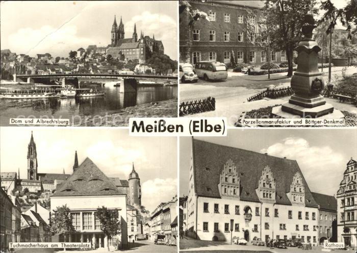 Meissen Elbe Sachsen Tuchmacherhaus Porzellanmanufaktur Boettger-Denkmal Rathaus