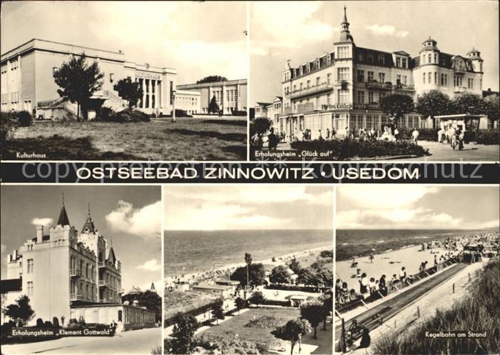 Zinnowitz Ostseebad Erholungsheim Glueck auf Kulturhaus Kegelbahn Strand