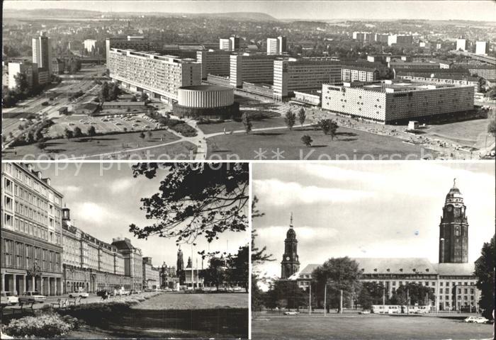 DRESDEN Elbe Prager Strasse Altmarkt Rathaus Kreuzkirche