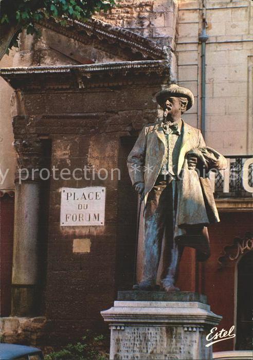 Arles Bouches-du-Rhone Place du Forum statue Frederic Mistral