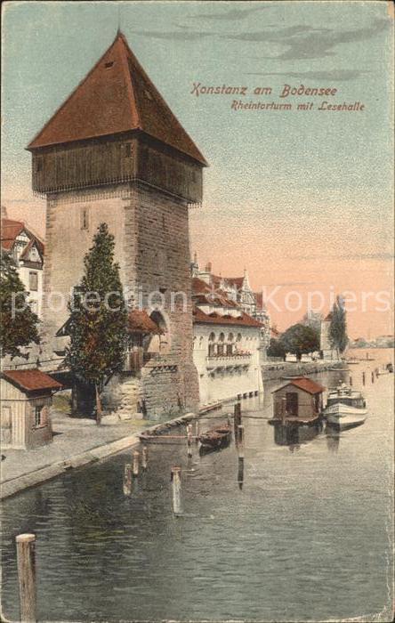 Konstanz Bodensee Rheintorturm mit Lesehalle