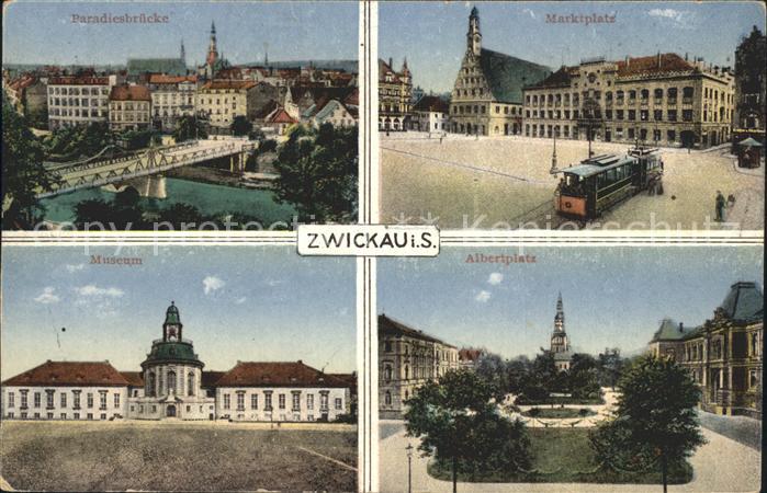 Zwickau Sachsen Paradiesbruecke Marktplatz Museum Albertplatz