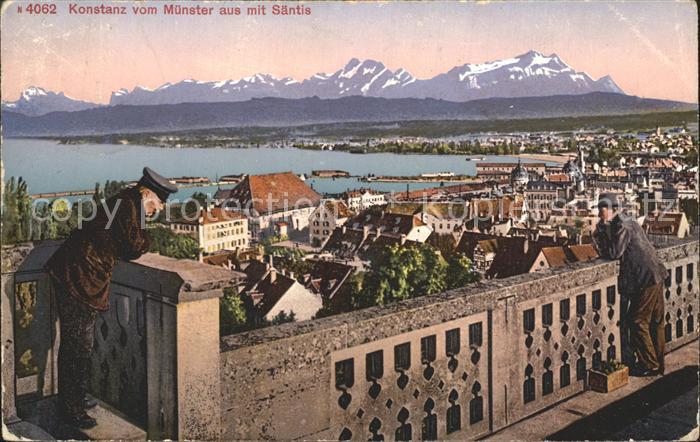 Konstanz Bodensee Blick vom Muenster mit Saentis