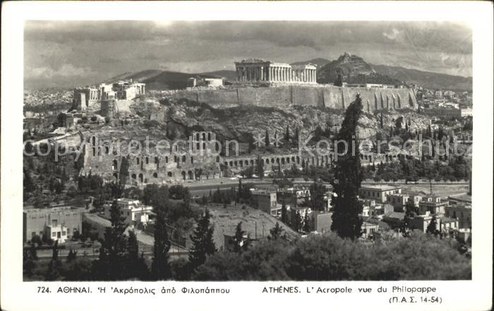Athenes Athen Acropole vue du Philopappe