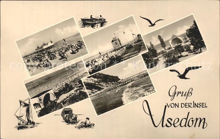 Usedom Mecklenburg-Vorpommern Strandpartie Seebruecke Musikpavillon Flut