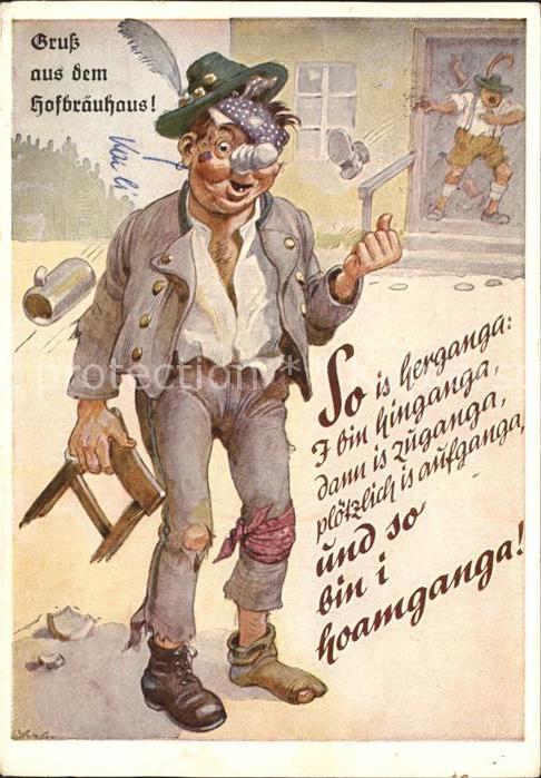 Muenchen Bayern Zechgelage im Hofbraeuhaus Karikatur