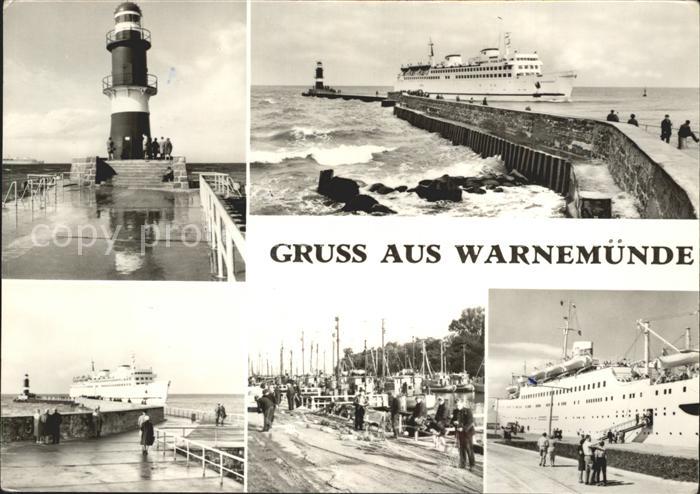 Rostock-Warnemuende Mole Faehrschiff Warnemuende Leuchtturm Molenkopf Alter Stro