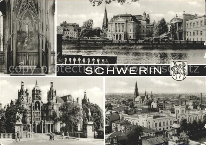 Schwerin Mecklenburg Teilansicht Schloss Dom Panorama