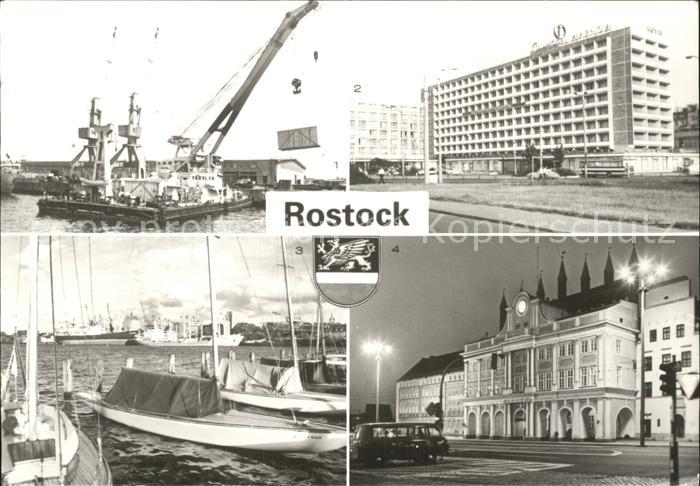 ROSTOCK  CITY ueberseehafen Interhotel Warnow Blick zum alten Hafen Rathaus