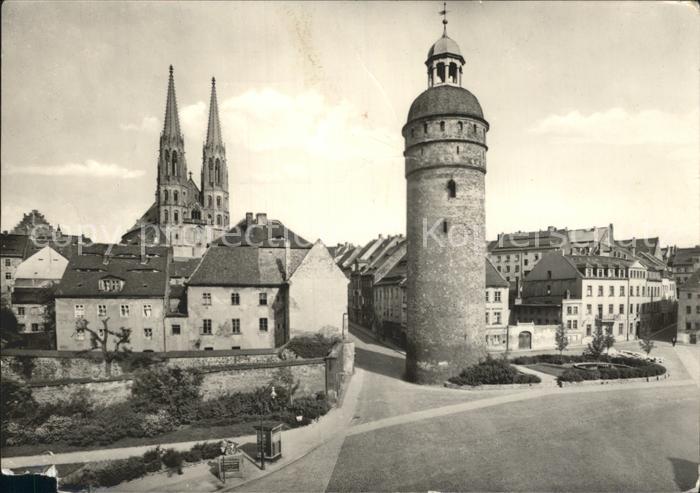 Goerlitz Sachsen Altstadt Nicolaigraben mit Nicolaiturm und Peterskirche