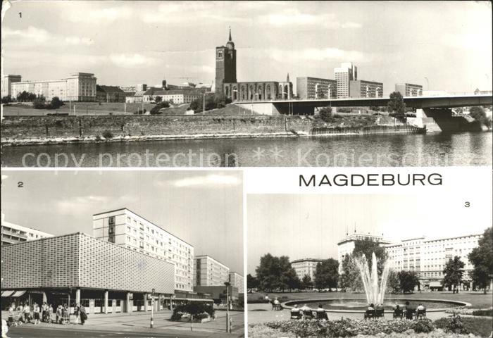 MAGDEBURG  CITY Neue Strombruecke Julius Bremer Str Karl Marx Str Wilhelm Pieck