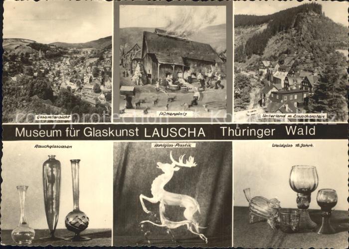 Lauscha Total Huettenplatz Unterland mit Lauschenstein Rauchglasvasen Hochglas P