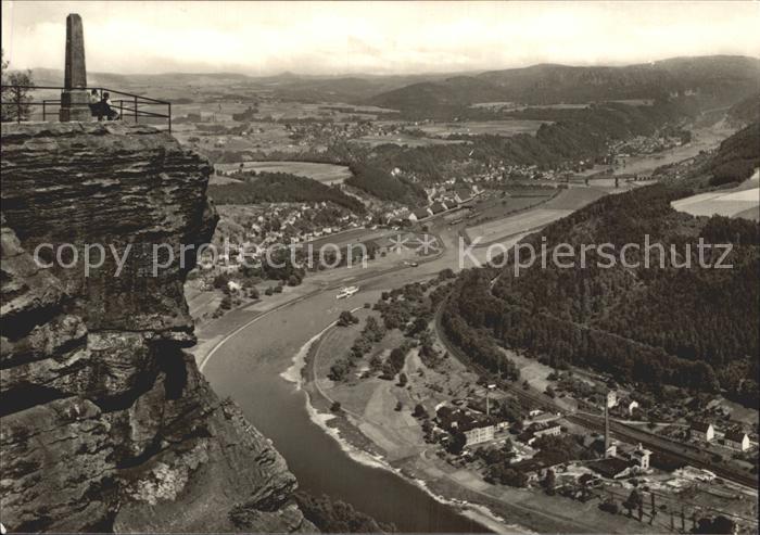 Bad Schandau Blick vom Lilienstein mit Elbe