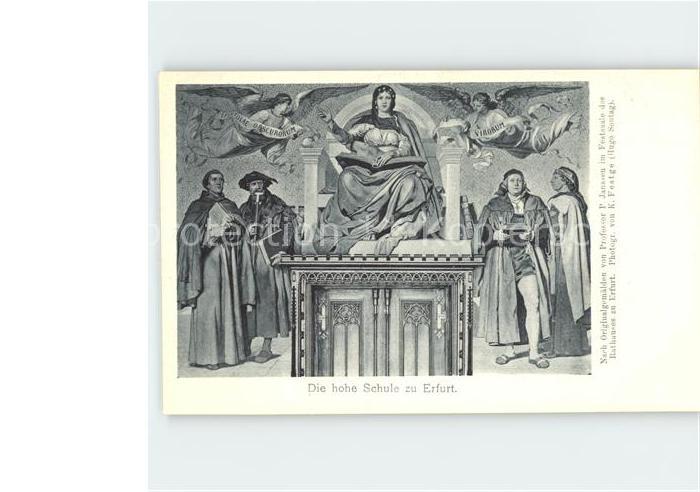 Kuenstlerkarte P. Janssen Die hohe Schule zu Erfurt Festsaal Rathaus