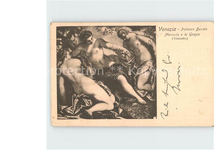 Kuenstlerkarte Jacopo Tintoretto Mercurio e le Grazie Venezia Palazzo Ducale