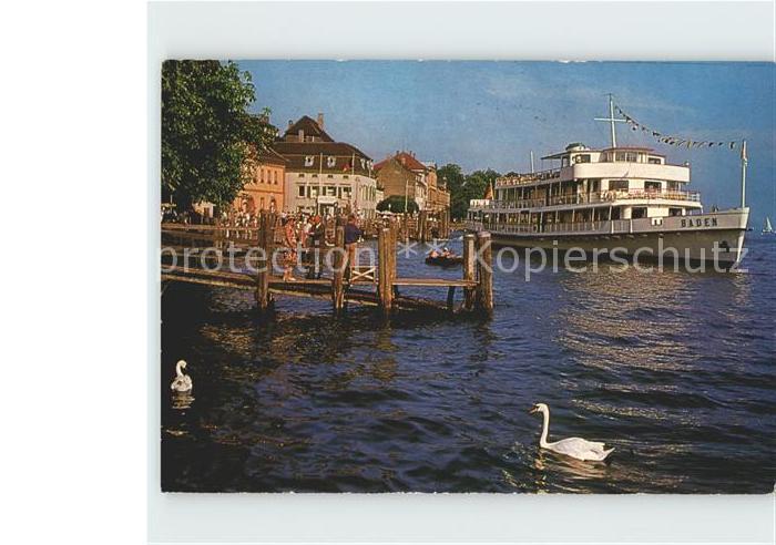 Motorschiffe Baden ueberlingen am Bodensee Hafenpartie