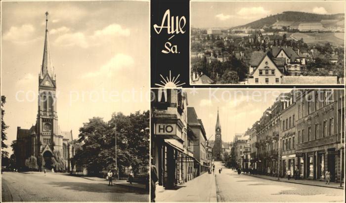 Aue Sachsen Kirche Strassenpartie Panorama