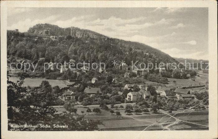 Rathen Saechsische Schweiz Gesamtansicht Kurort Elbsandsteingebirge