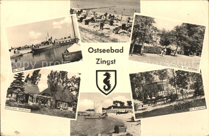 Zingst Ostseebad Hafen Strand Karl Marx Platz Milchbar Kurgarten Wohnhaus Wappen
