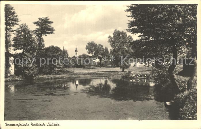 Neukirch Lausitz Sommerfrische Teich Blick zur Kirche