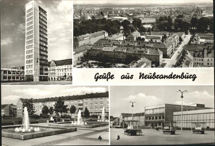 Neubrandenburg Haus der Kultur und Bildung Karl Marx Platz Hochhaus Fontaene