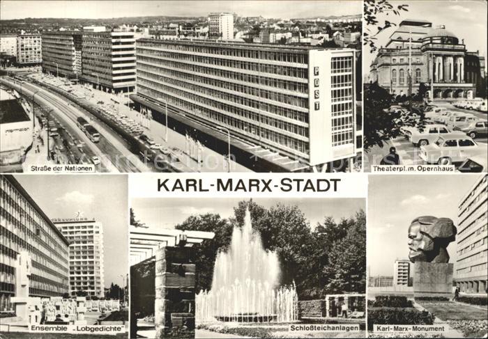 Karl-Marx-Stadt Strasse der Nationen Theaterplatz Opernhaus Ensemble Lobgedichte