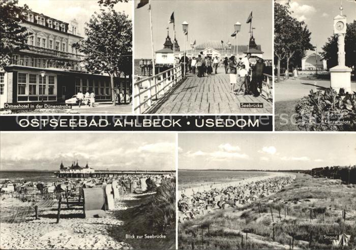 Ahlbeck Ostseebad Ostseehotel Duenenstrasse Seebruecke Konzertplatz Uhr Strand